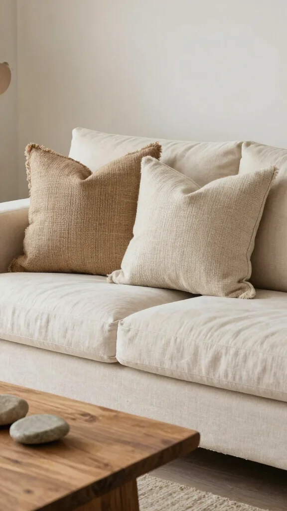 18 Throw Pillows for Cream Couch Ideas for a Soft Neutral Look - 4. Natural Textures 1