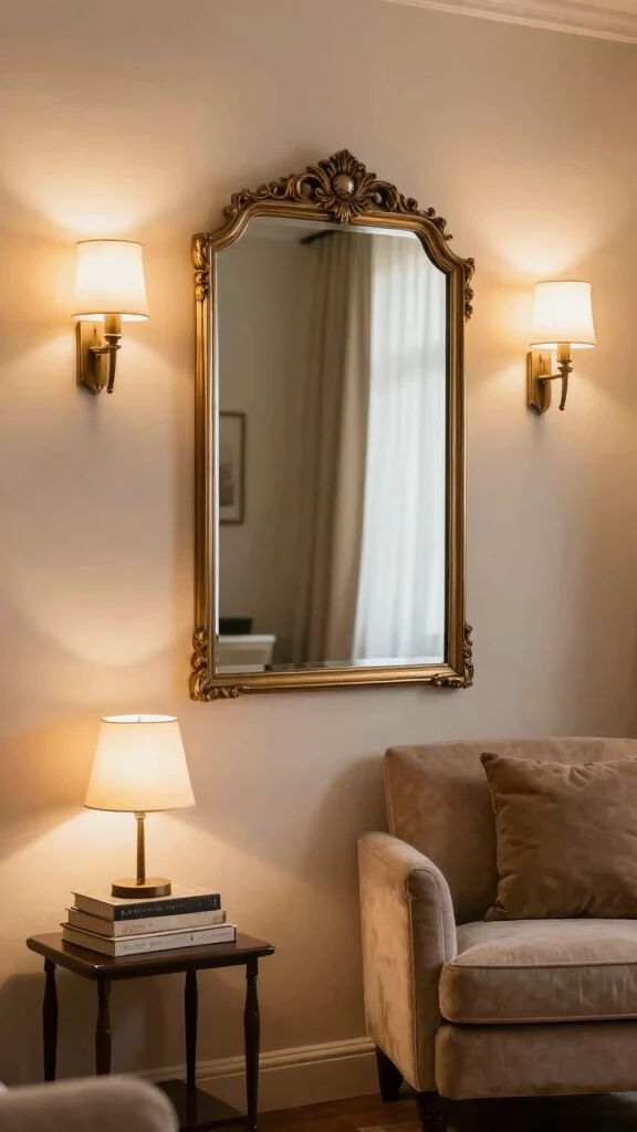 18 Wall of Mirrors Ideas Living Room That Make a Statement - 16. Mirrors with Lighting 1