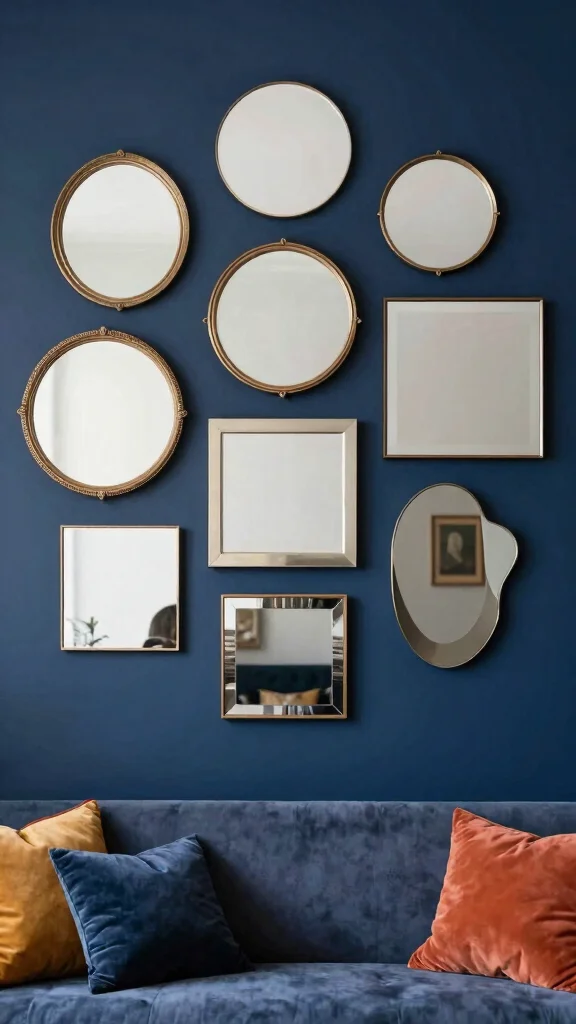 18 Wall of Mirrors Ideas Living Room That Make a Statement - 4. Decorative Mirror Arrangements 1
