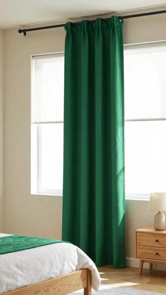 19 Emerald Green Curtains Bedroom Ideas That Make a Statement - 1. Bold Color Contrast 1