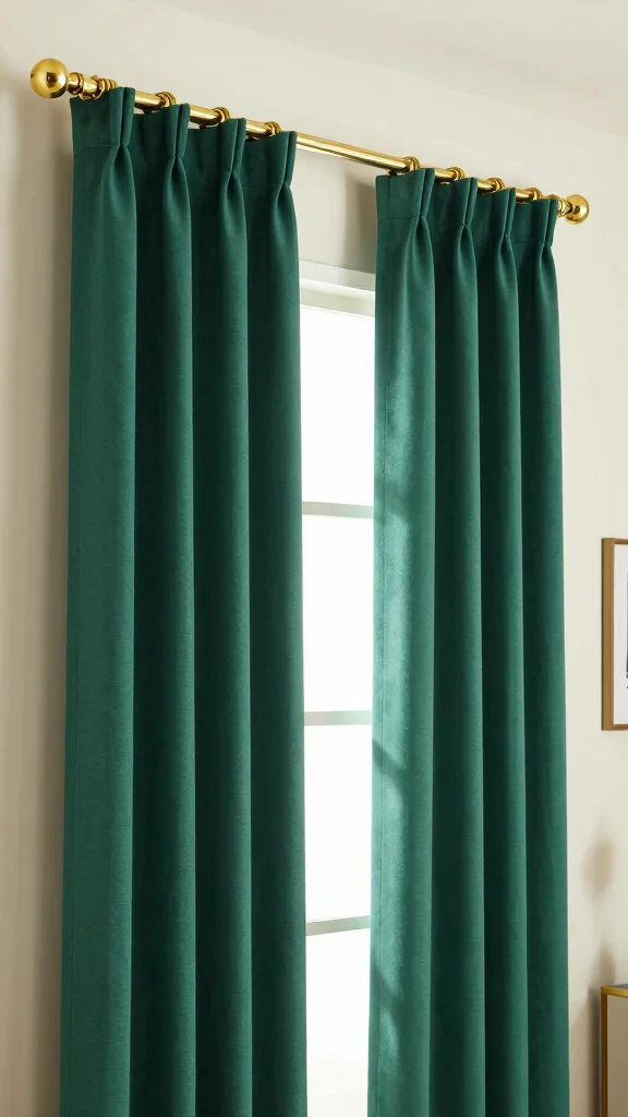 19 Emerald Green Curtains Bedroom Ideas That Make a Statement - 7. Statement Hardware 1