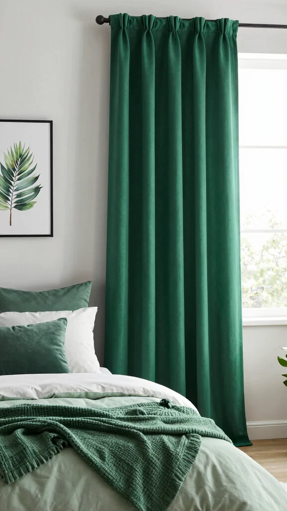 19 Emerald Green Curtains Bedroom Ideas That Make a Statement - 8. Mixing Green Shades 1