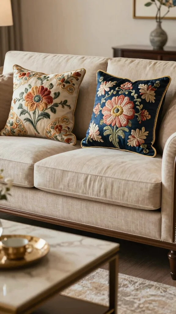 19 Throw Pillows for Couch Ideas That Instantly Transform Your Space - 13. Embroidered Accent Pillows 1
