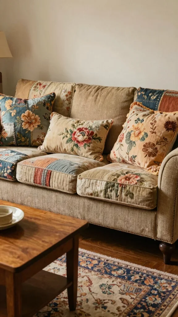19 Throw Pillows for Couch Ideas That Instantly Transform Your Space - 8. Vintage Fabric Pillows 1